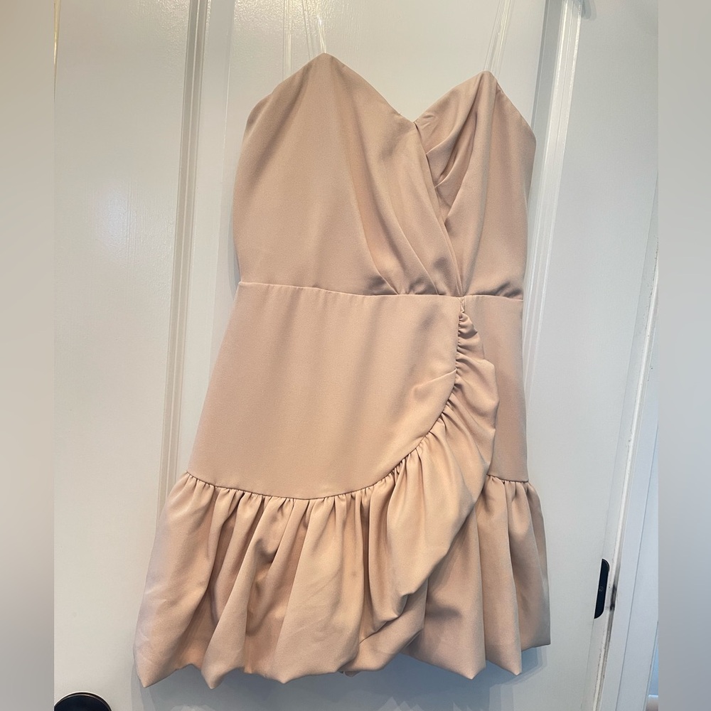 Strapless ruffle mini dress